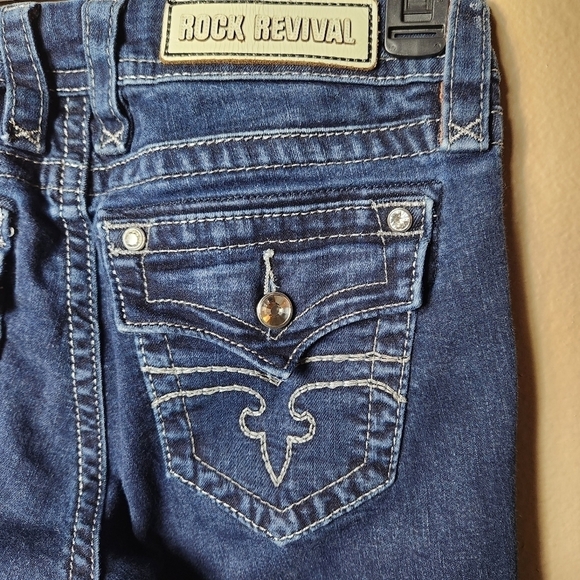 Rock Revival Jessica Curvy Midrise Thick Stitch Flap Pocket Skinny Jeans-Size 27 - Picture 7 of 13